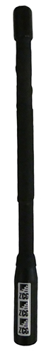 Black fleixble VHF whip, 121.5MHz, TNC male in base, 2.1dBi, 5 Watts – 247mm
